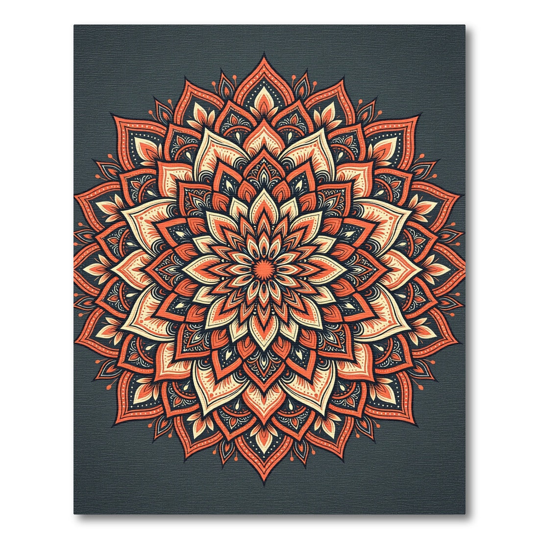 Radiant Burnt Orange Floral Mandala Rug