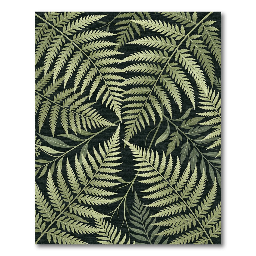 Lush Green Botanical Fern Rug