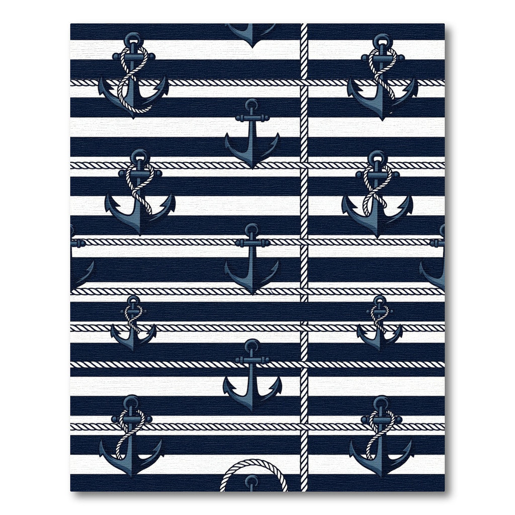 Nautical Navy Anchor Striped Rope Rug