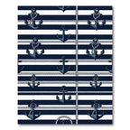 Nautical Navy Anchor Striped Rope Rug