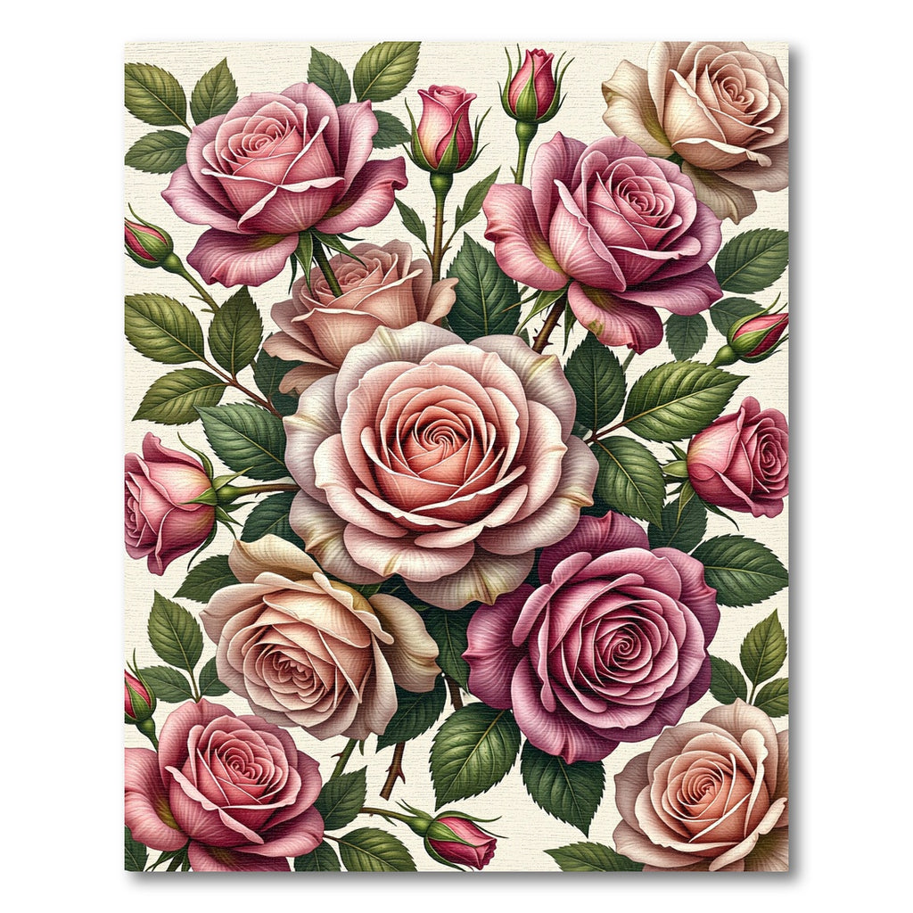 Romantic Pink Rose Bouquet Illustration Rug