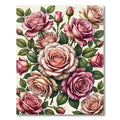 Romantic Pink Rose Bouquet Illustration Rug