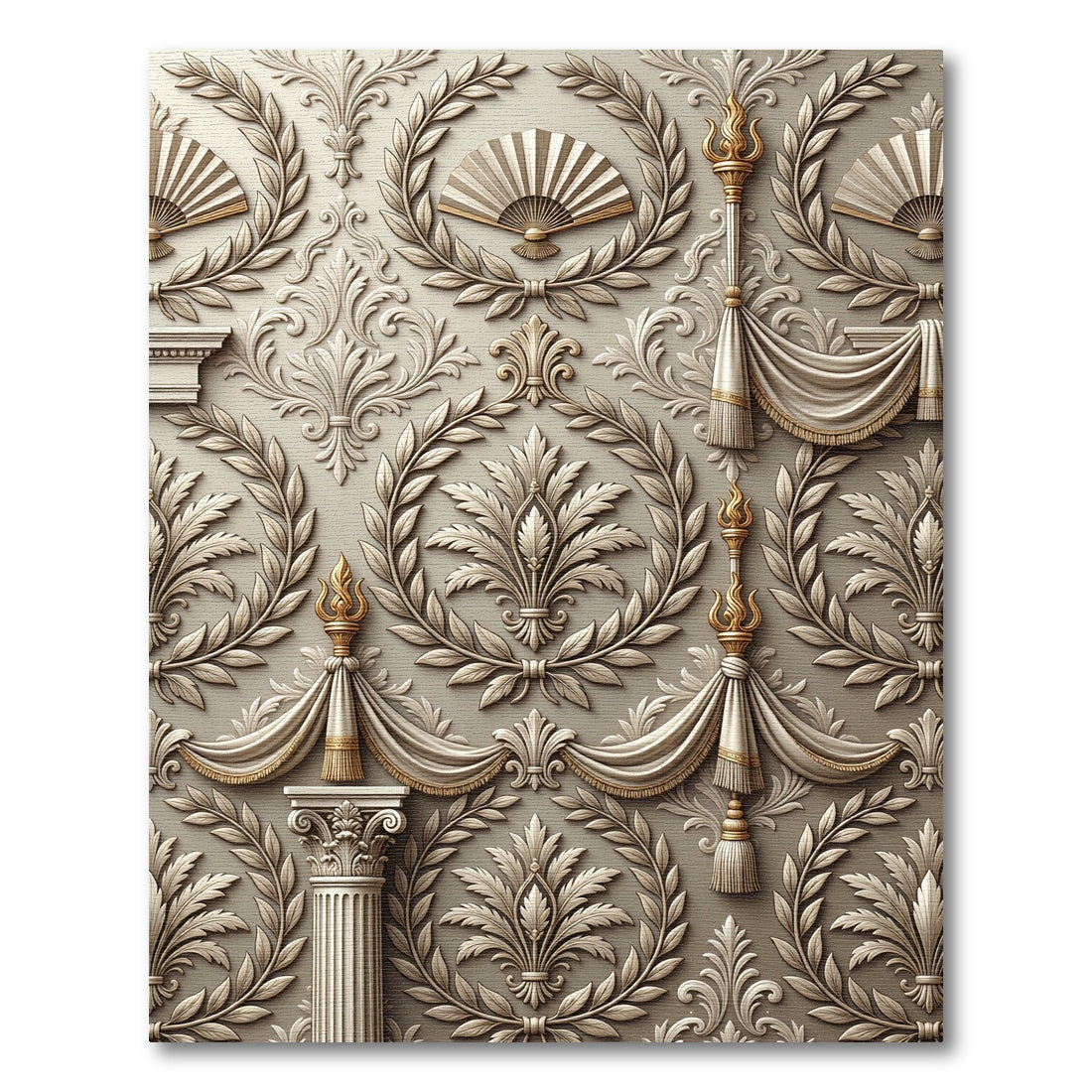 Ornate Gold Laurel Fan Garland Rug