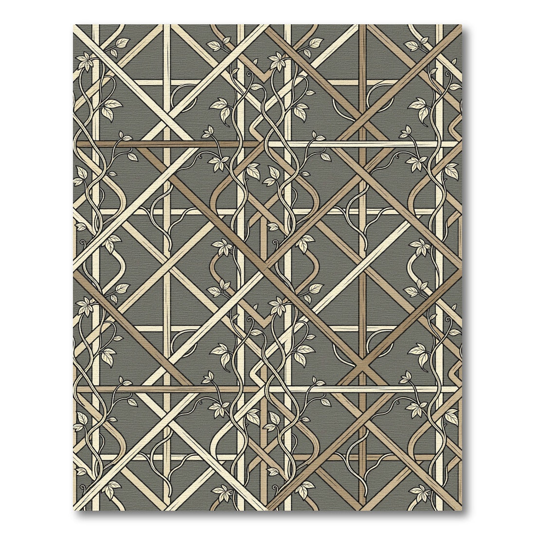 Greige Lattice Entwined Ivy Trellis Rug