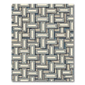 Geometric Beige and Blue Interlocking Block Rug