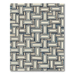 Geometric Beige and Blue Interlocking Block Rug