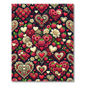 Vibrant Red Heart Raspberry Pattern Rug