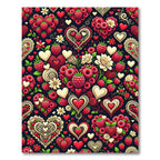 Vibrant Red Heart Raspberry Pattern Rug