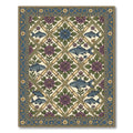 Vintage Blue Floral Fish Diamond Lattice Rug