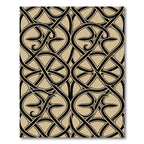 Elegant Black and Taupe Interlocking Scroll Rug