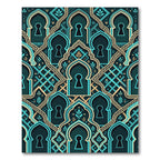 Teal Archway Keyhole Geometric Floor Art Rug
