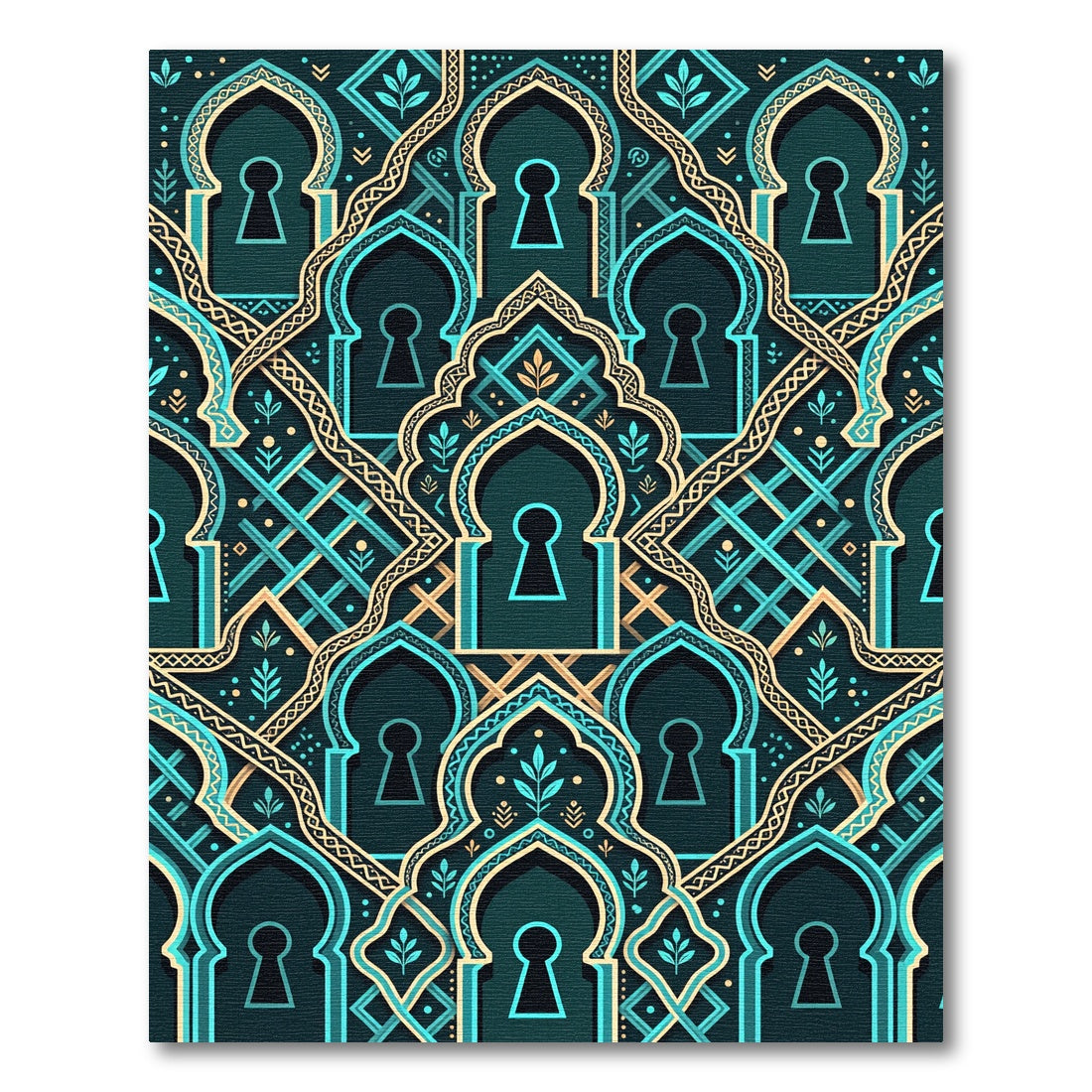 Teal Archway Keyhole Geometric Floor Art Rug