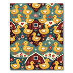 Whimsical Yellow Duck Folk Farmhouse Area Rug