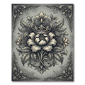 Antique Gray Crown Medallion Floral Rug