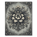 Antique Gray Crown Medallion Floral Rug