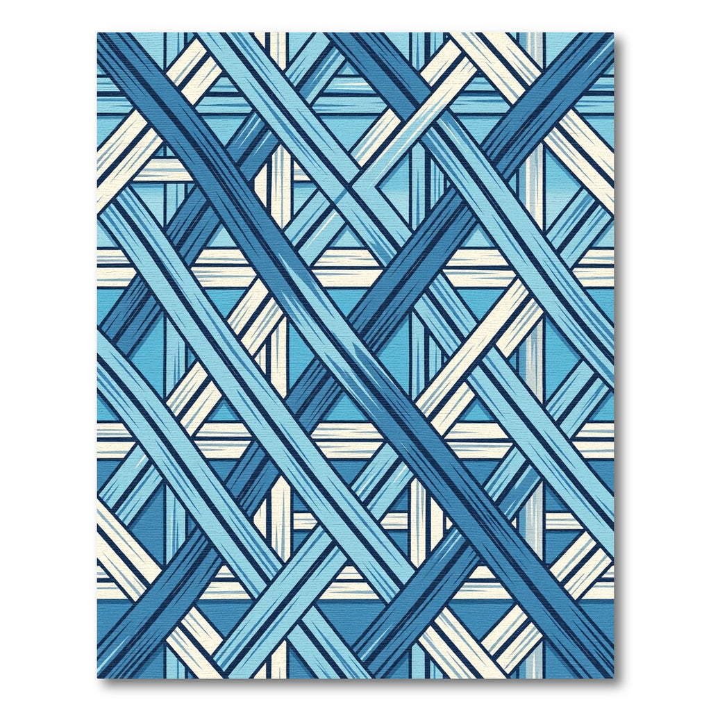Geometric Blue Woven Lattice Texture Rug