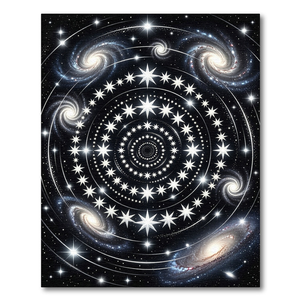 Cosmic Swirl Galaxy Star Mandala Rug