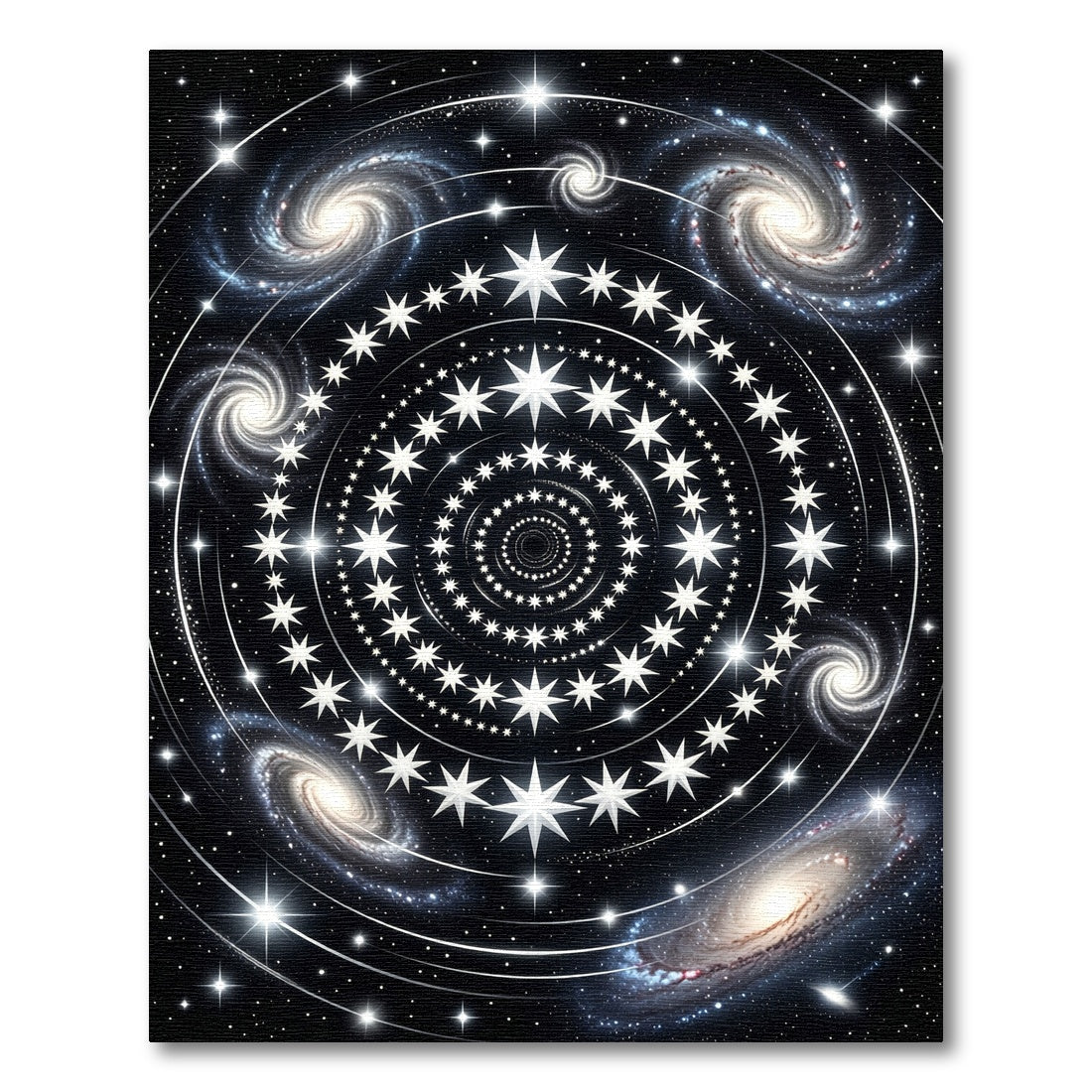 Cosmic Swirl Galaxy Star Mandala Rug