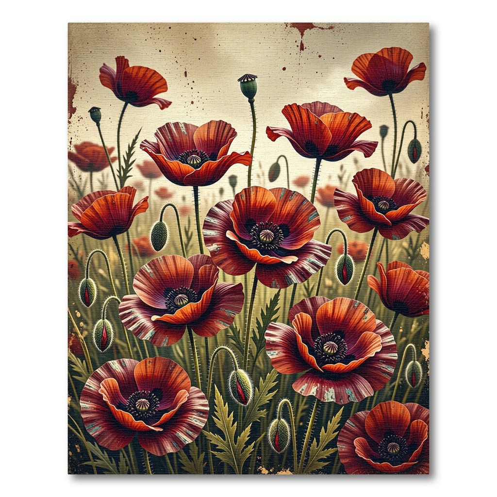 Dramatic Red Poppy Field Abstraction Rug