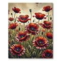 Dramatic Red Poppy Field Abstraction Rug