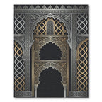 Ornate Silver and Gold Archway Rug