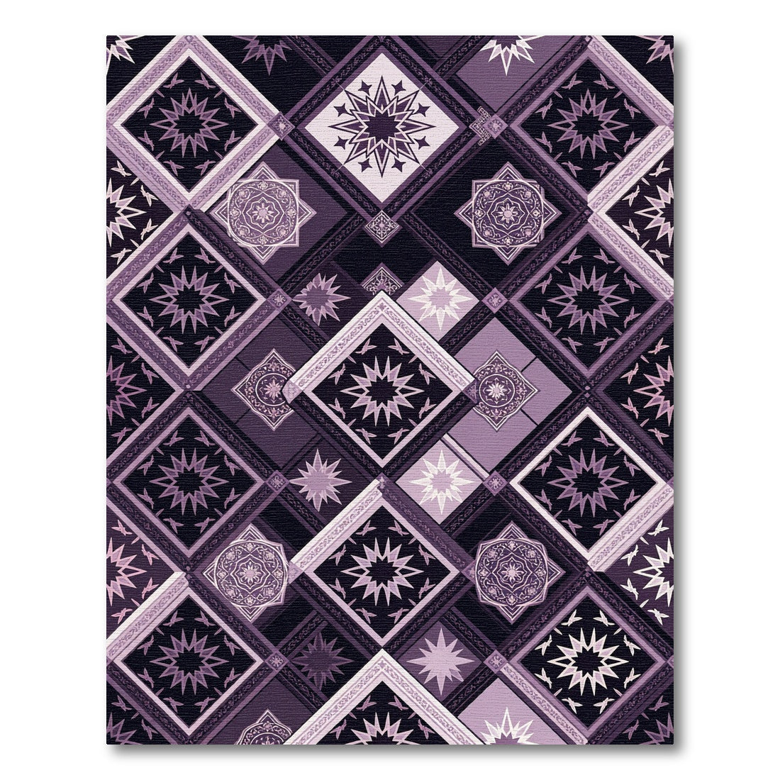 Purple Starburst Mosaic Diamond Rug