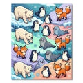 Playful Arctic Animals Pastel Winter Scene Rug
