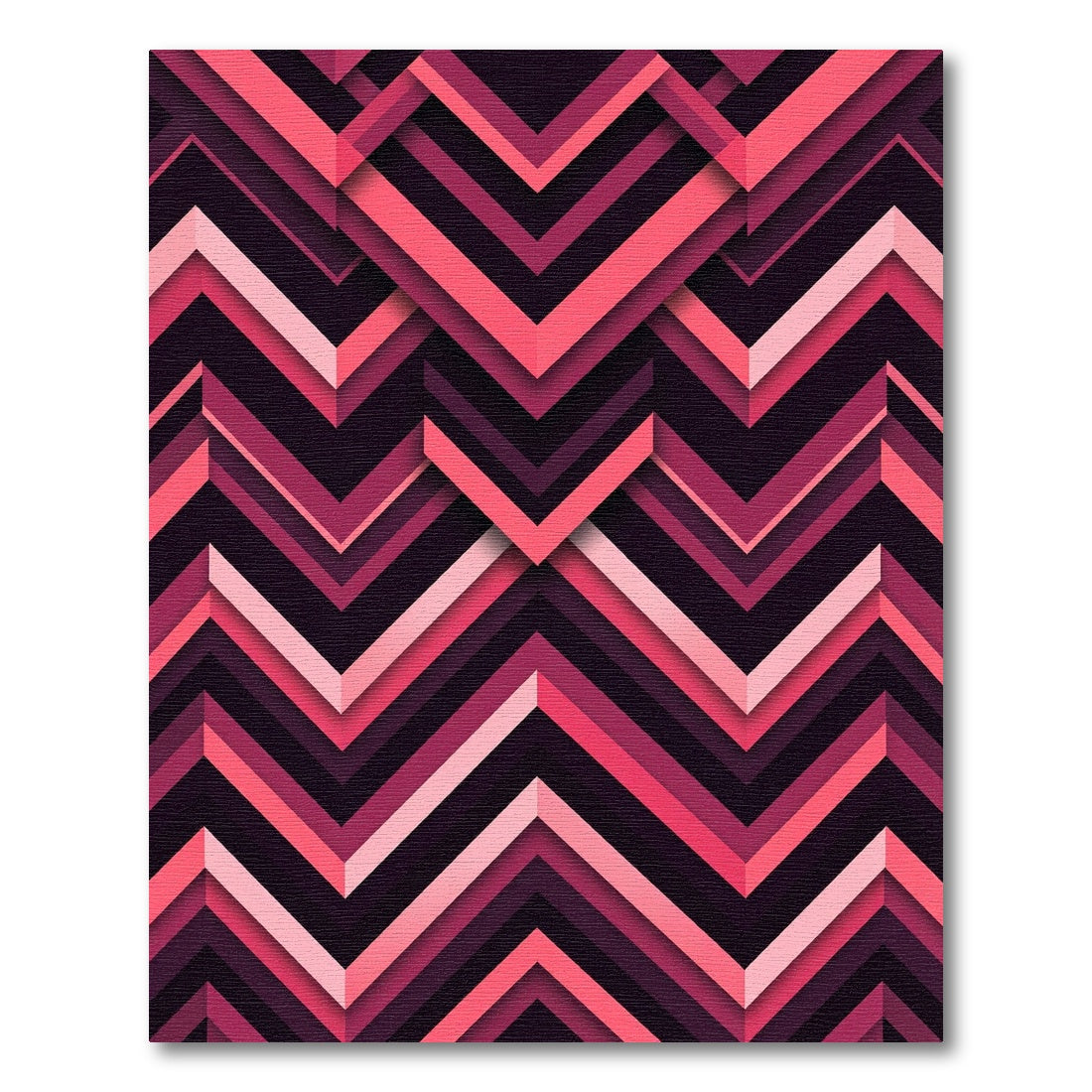 Geometric Chevron Peaks in Magenta Pink Rug
