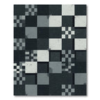 Monochromatic Abstract Geometric Pixel Checkered Rug