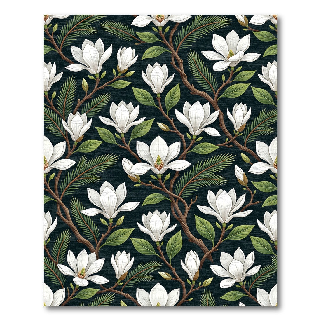 White Magnolia Branch Garden Rug