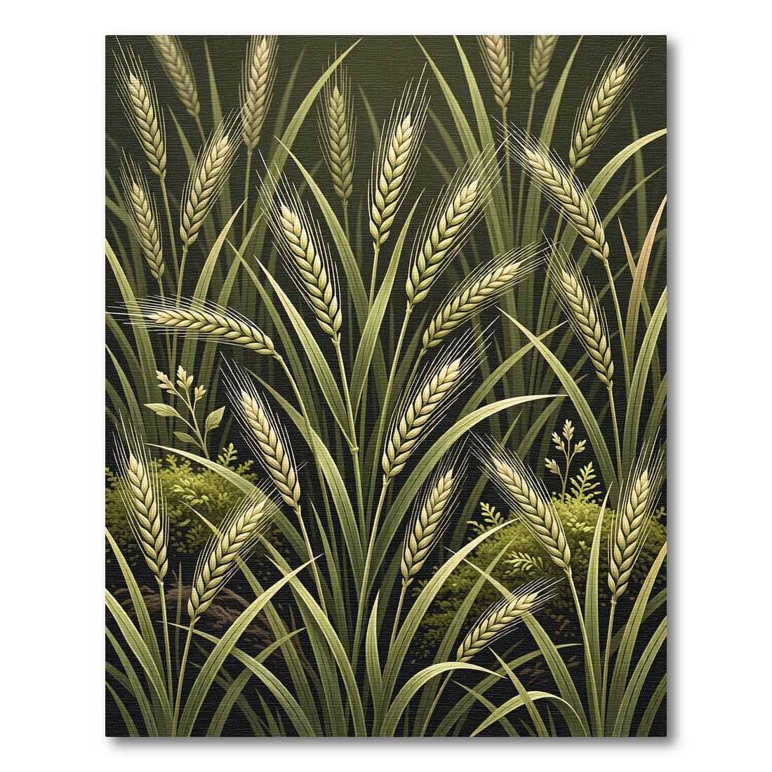Golden Wheat Stalks Botanical Illustration Rug