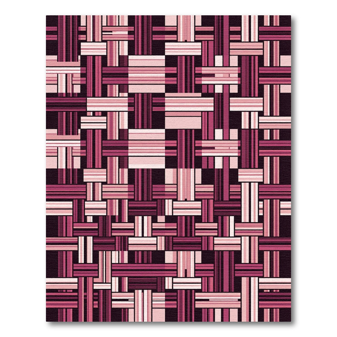 Retro Pink Striped Weave Composition Rug