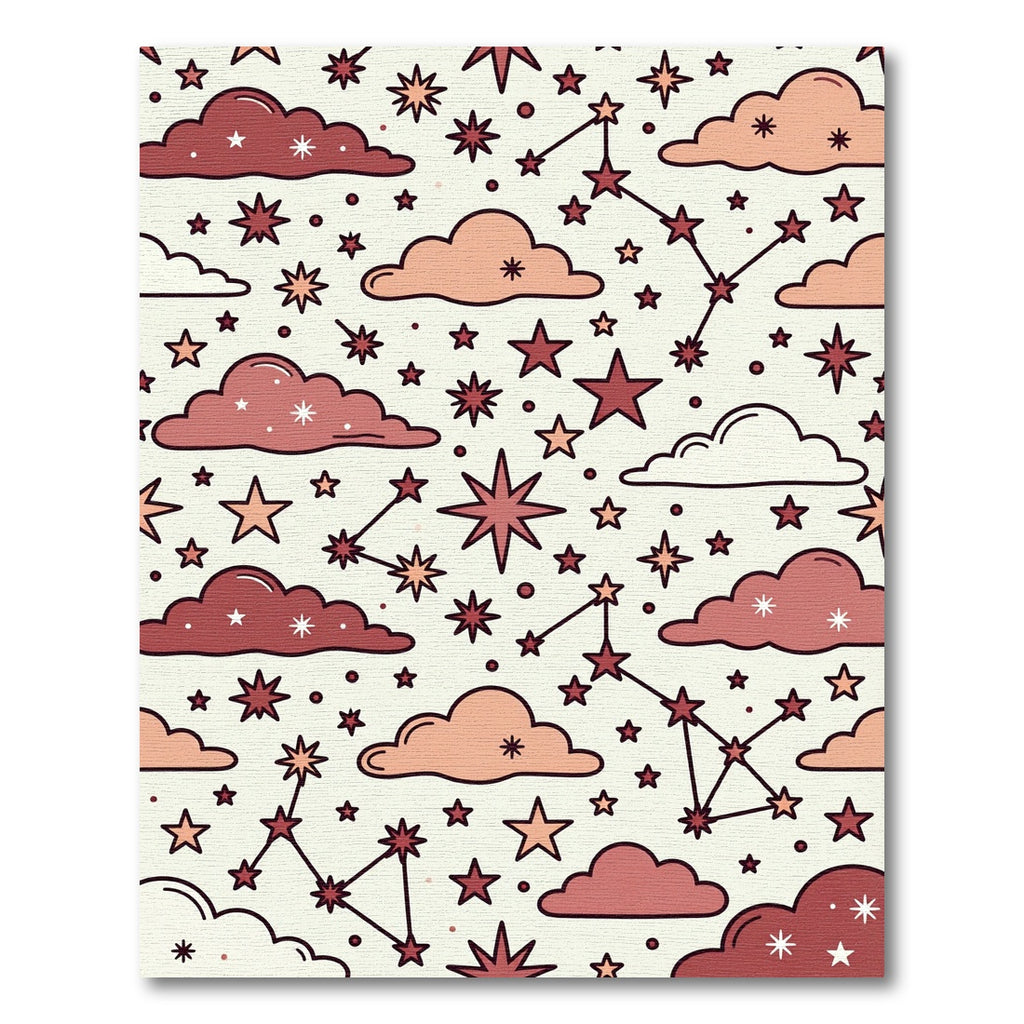 Celestial Dusty Rose Starry Night Rug