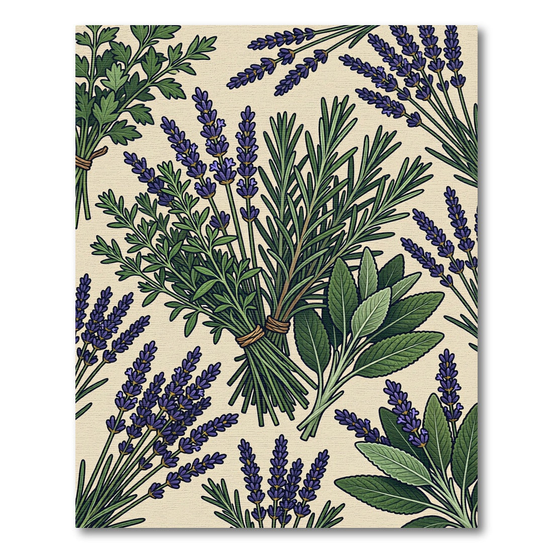 Lavender and Rosemary Botanical Garden Rug