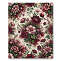 Deep Berry Floral Botanical Arrangement Rug