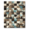 Nautical Sailboats Patchwork Collage Rug