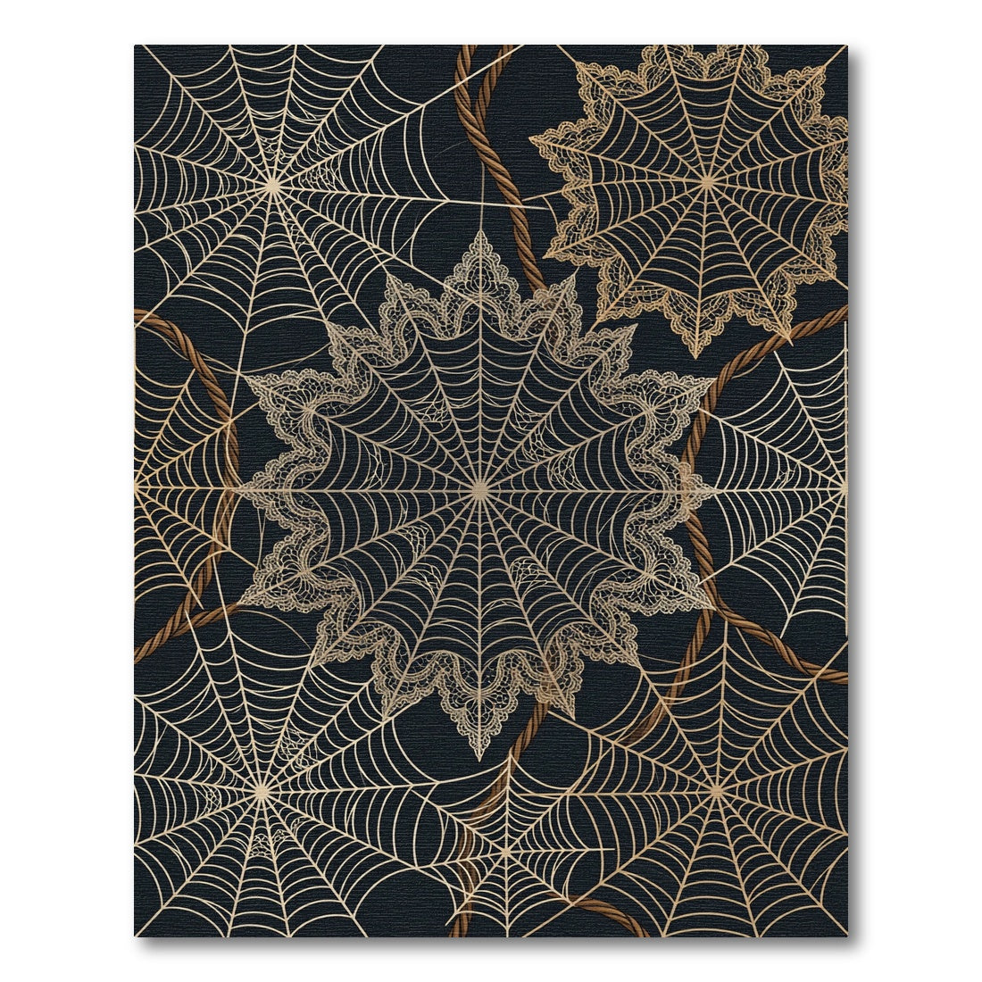 Golden Spiderweb Lace Medallion Rug