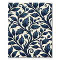 Deep Blue Leafy Vine Swirl Rug