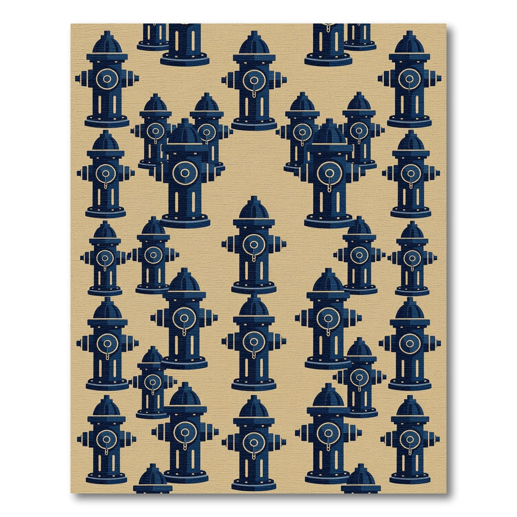 Navy Blue Industrial Hydrant Grid Rug