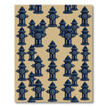 Navy Blue Industrial Hydrant Grid Rug