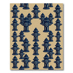 Navy Blue Industrial Hydrant Grid Rug