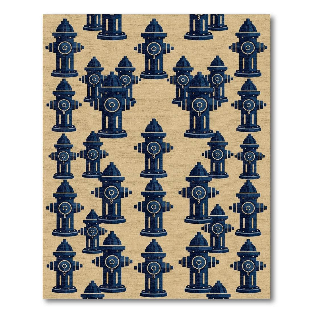 Navy Blue Industrial Hydrant Grid Rug