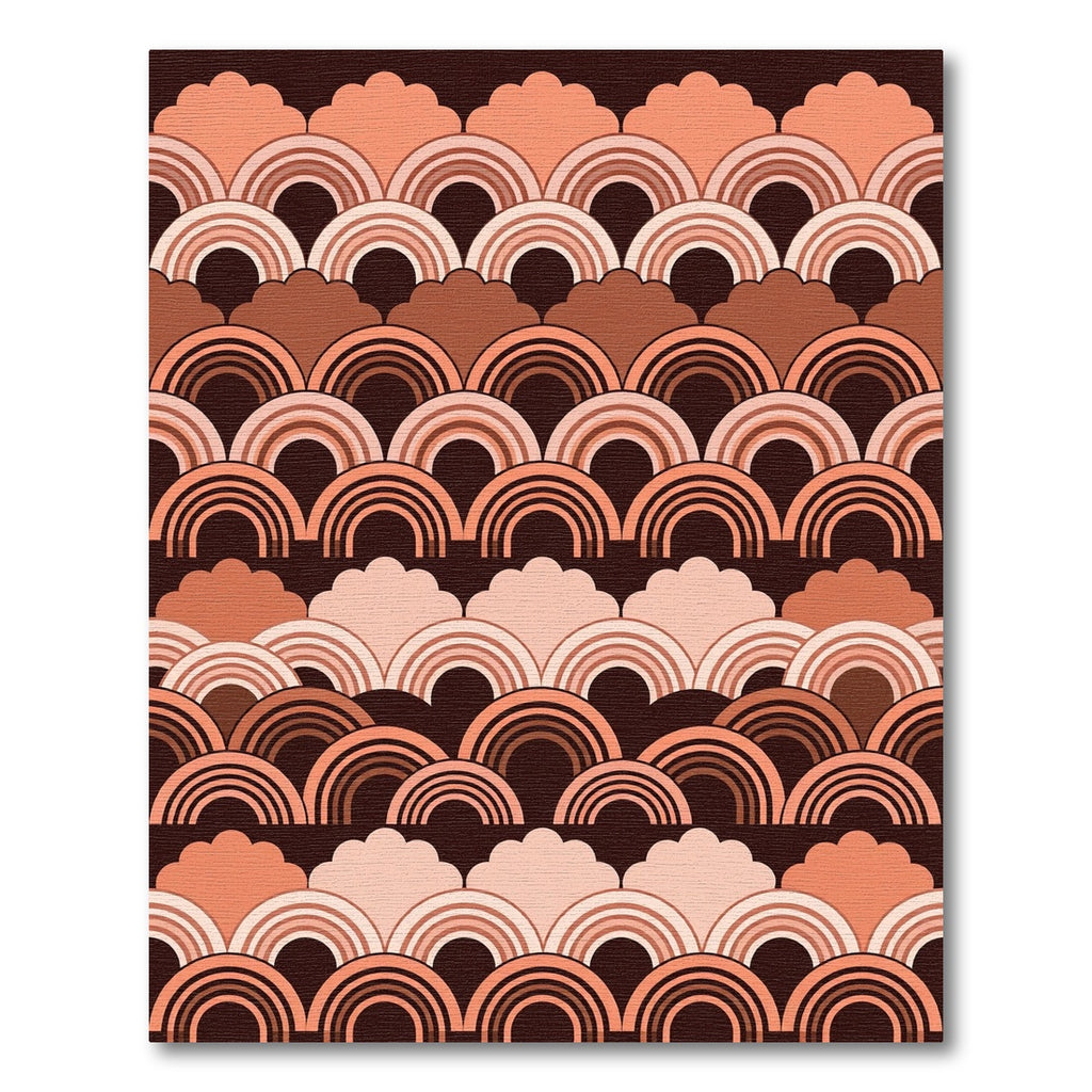 Retro Terracotta Scalloped Rainbow Arch Rug