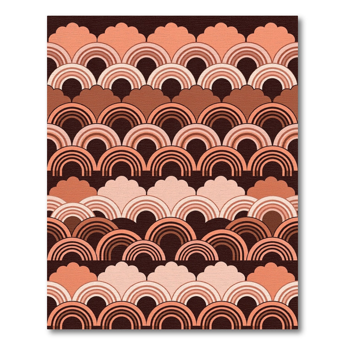 Retro Terracotta Scalloped Rainbow Arch Rug