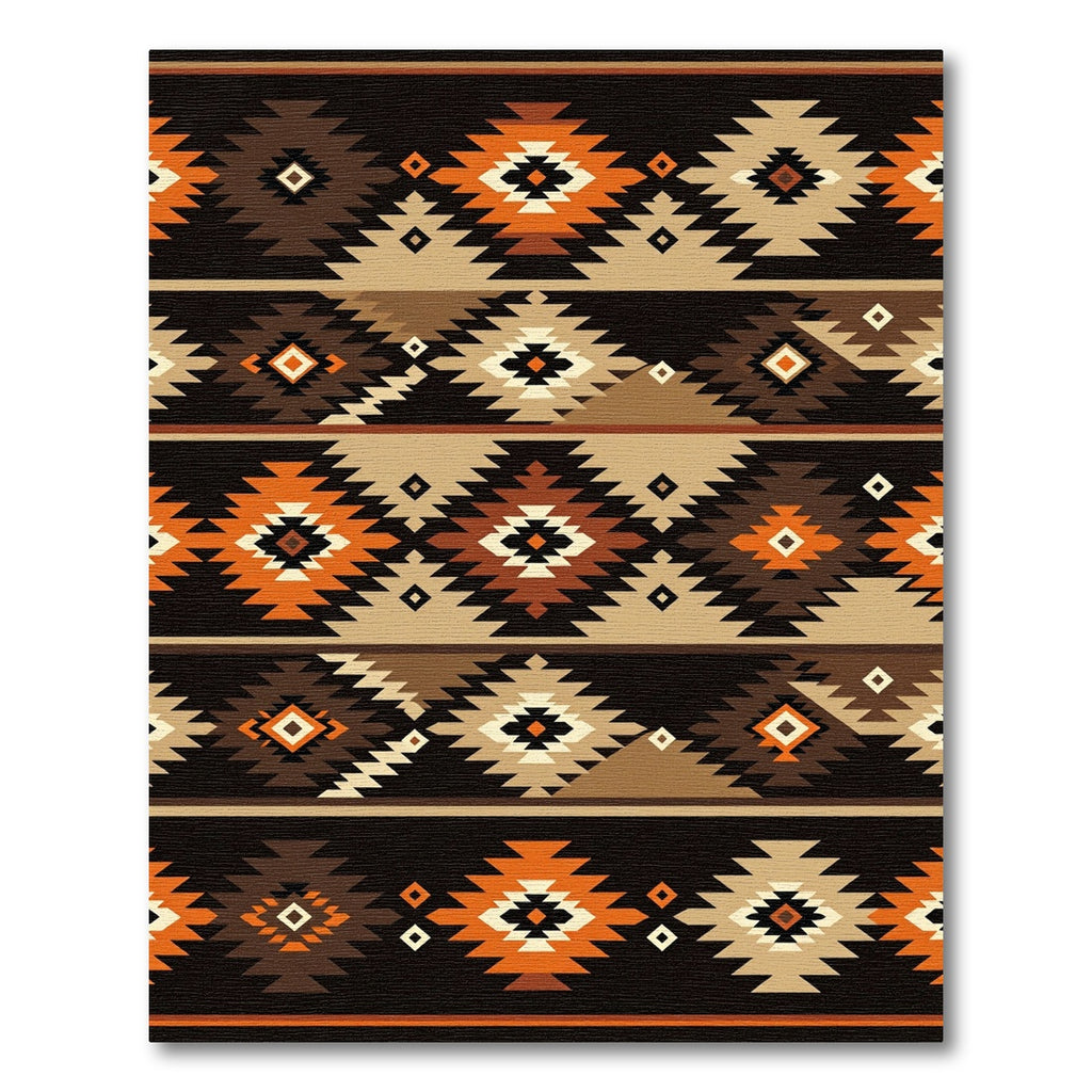 Navajo Orange Brown Geometric Diamond Rug