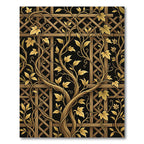 Golden Vine Trellis Black Background Rug