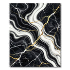 Black and White Marble Gold Vein Rug