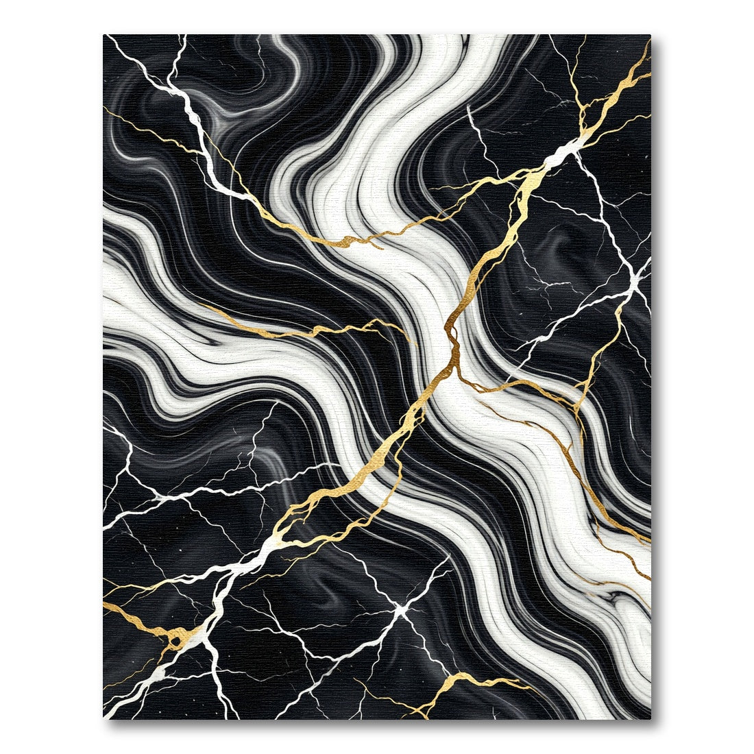 Black and White Marble Gold Vein Rug