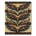 Earthy Tribal Eagle Wing Repeating Art Rug