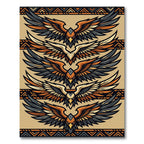 Earthy Tribal Eagle Wing Repeating Art Rug